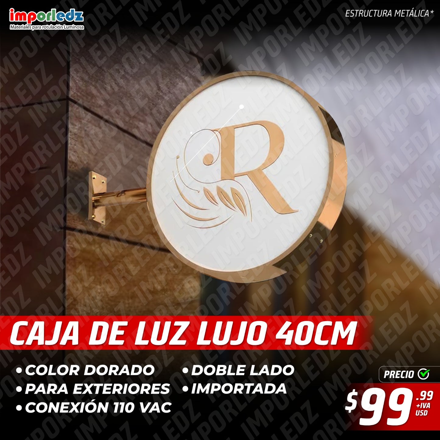 CAJA DE LUJO DORADA 40CM DIÁMETRO