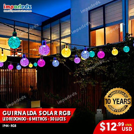 GUIRNALDA SOLAR MINI LED 6 METROS RGB