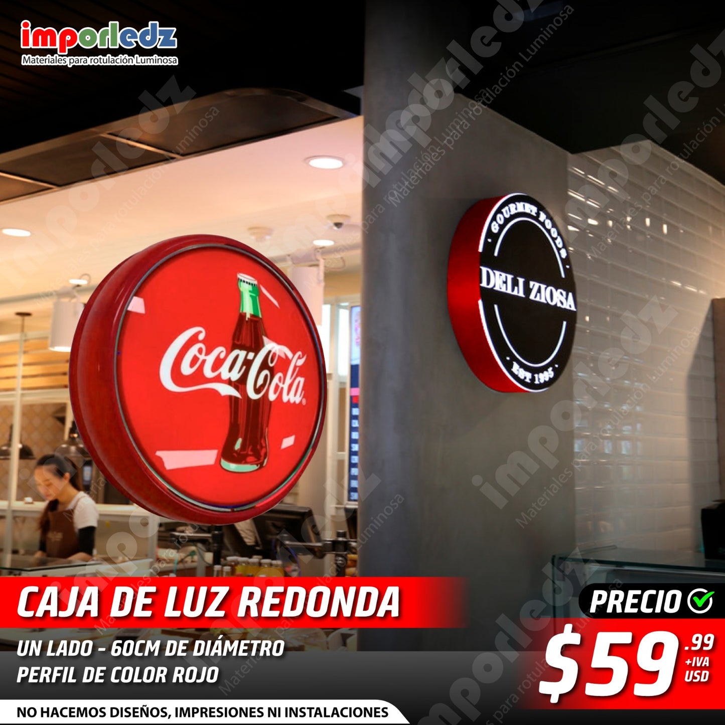 CAJA DELUZ REDONDA UN LADO