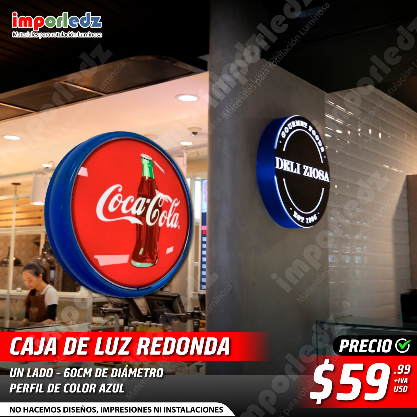 CAJA DELUZ REDONDA UN LADO