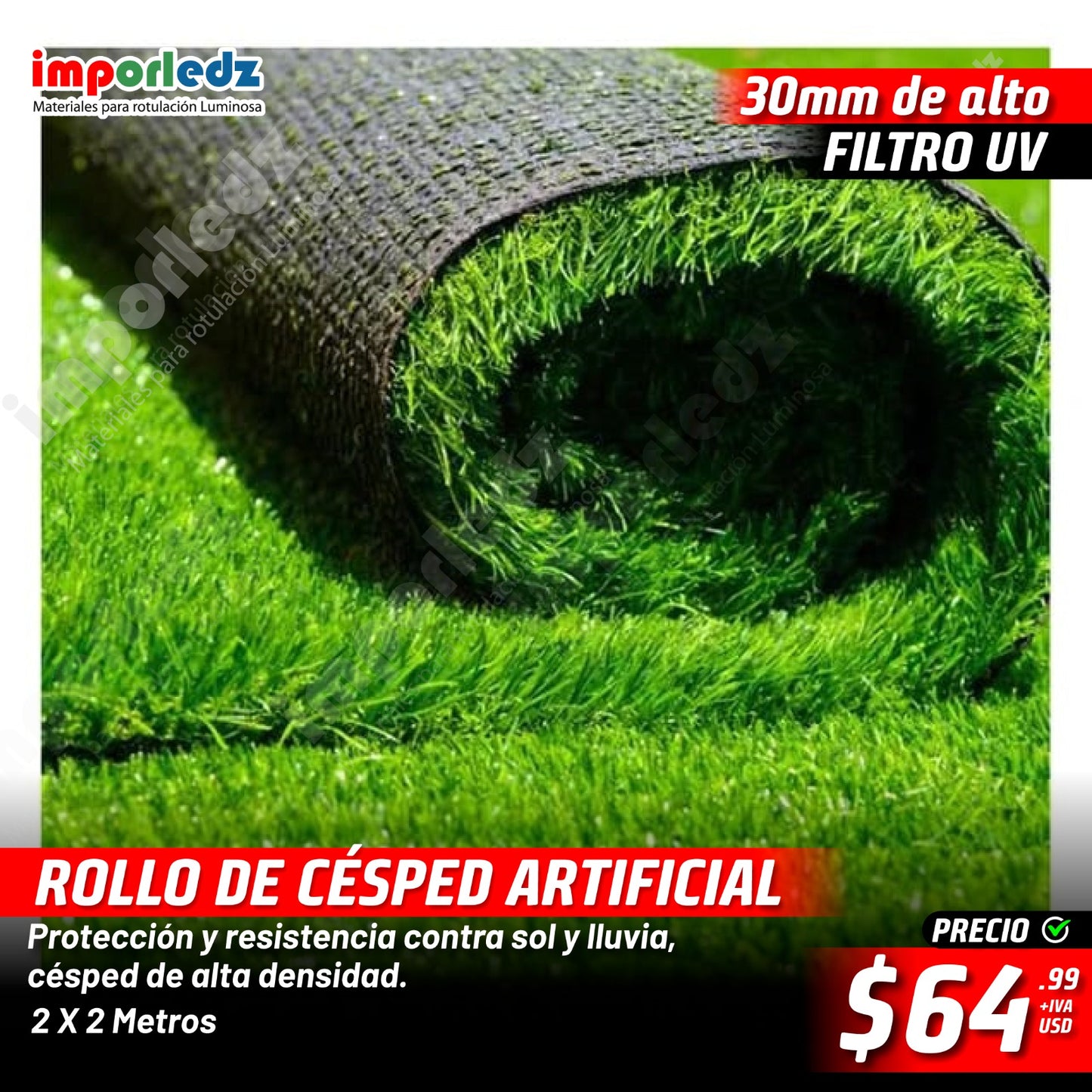 ROLLO 4m2 CÉSPED ARTIFICIAL 30 MM