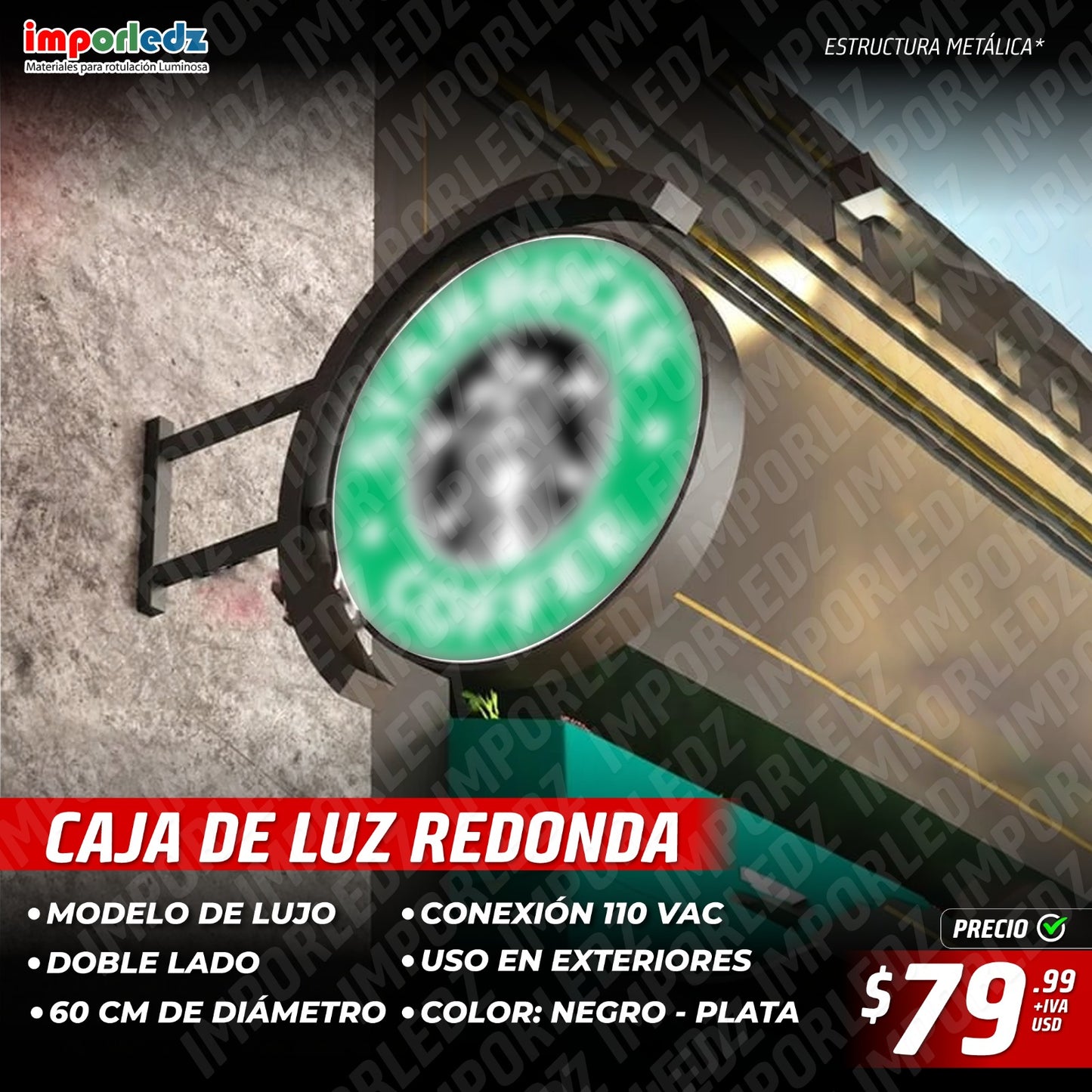 CAJA DELUZ REDONDA TECHO 60 CM