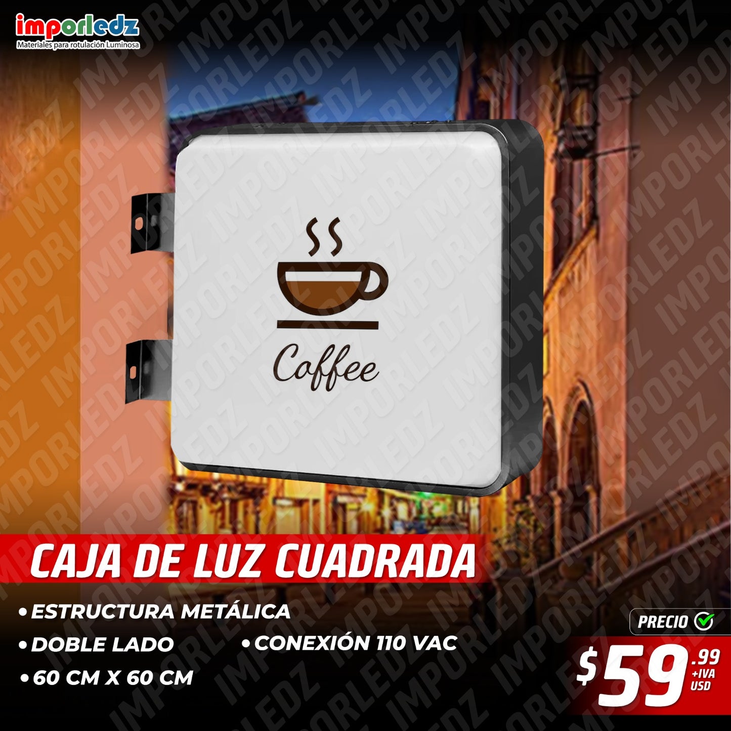 CAJA DELUZ CUADRADA 60x60 CM