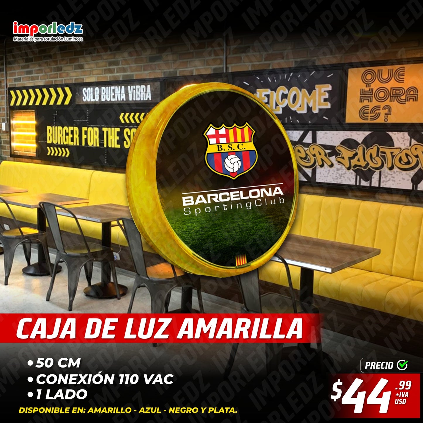 CAJA DELUZ REDONDA UN LADO