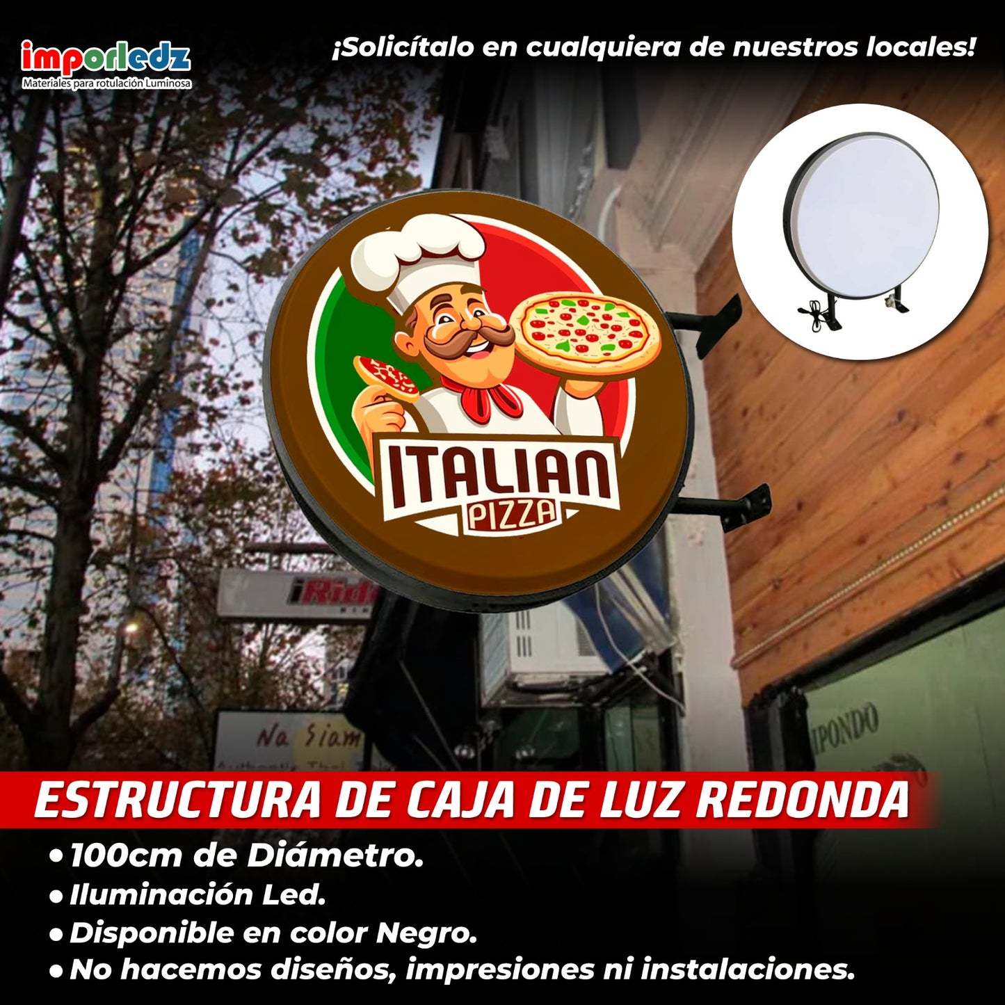 CAJA DE LUZ REDONDA 100 CM DIÁMETRO